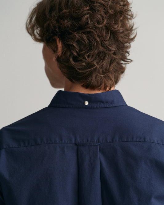 Gant Men Navy Blue Solid Button-down Collar Full Sleeves Shirt