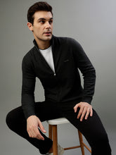 Gant Solid Dark Charcoal Melange High Neck Full Sleeve Sweater