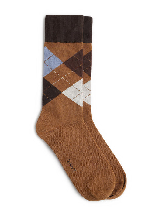 Gant Men Brown Colour Blocked Socks