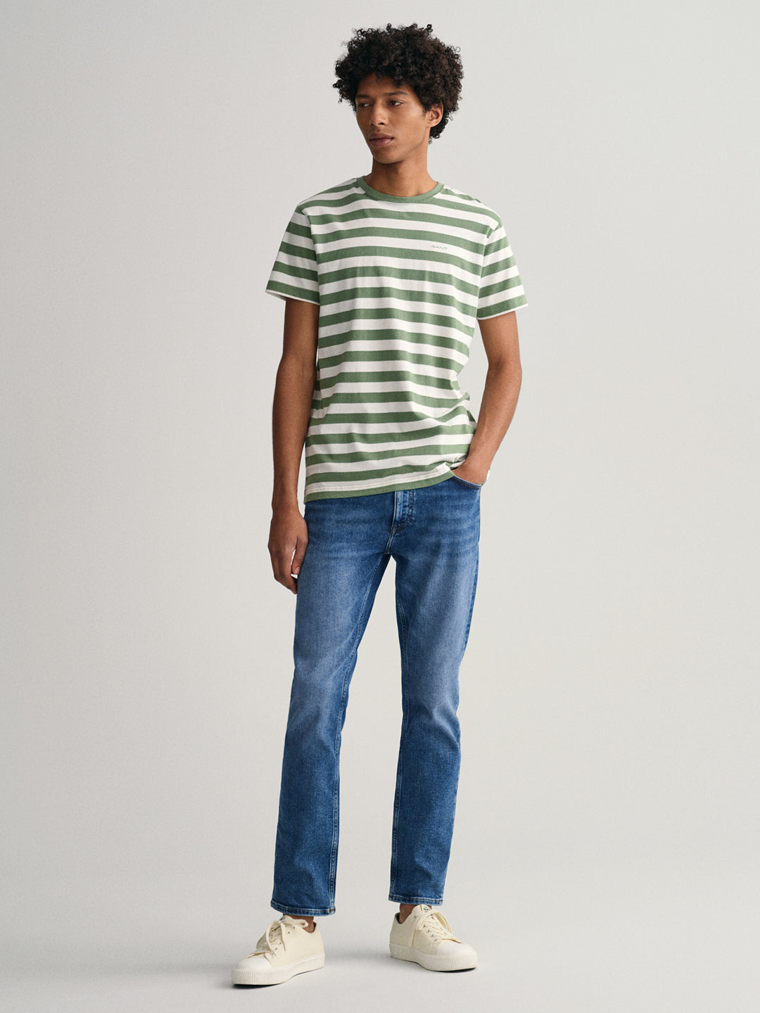 Gant Green Striped Regular Fit T-Shirt