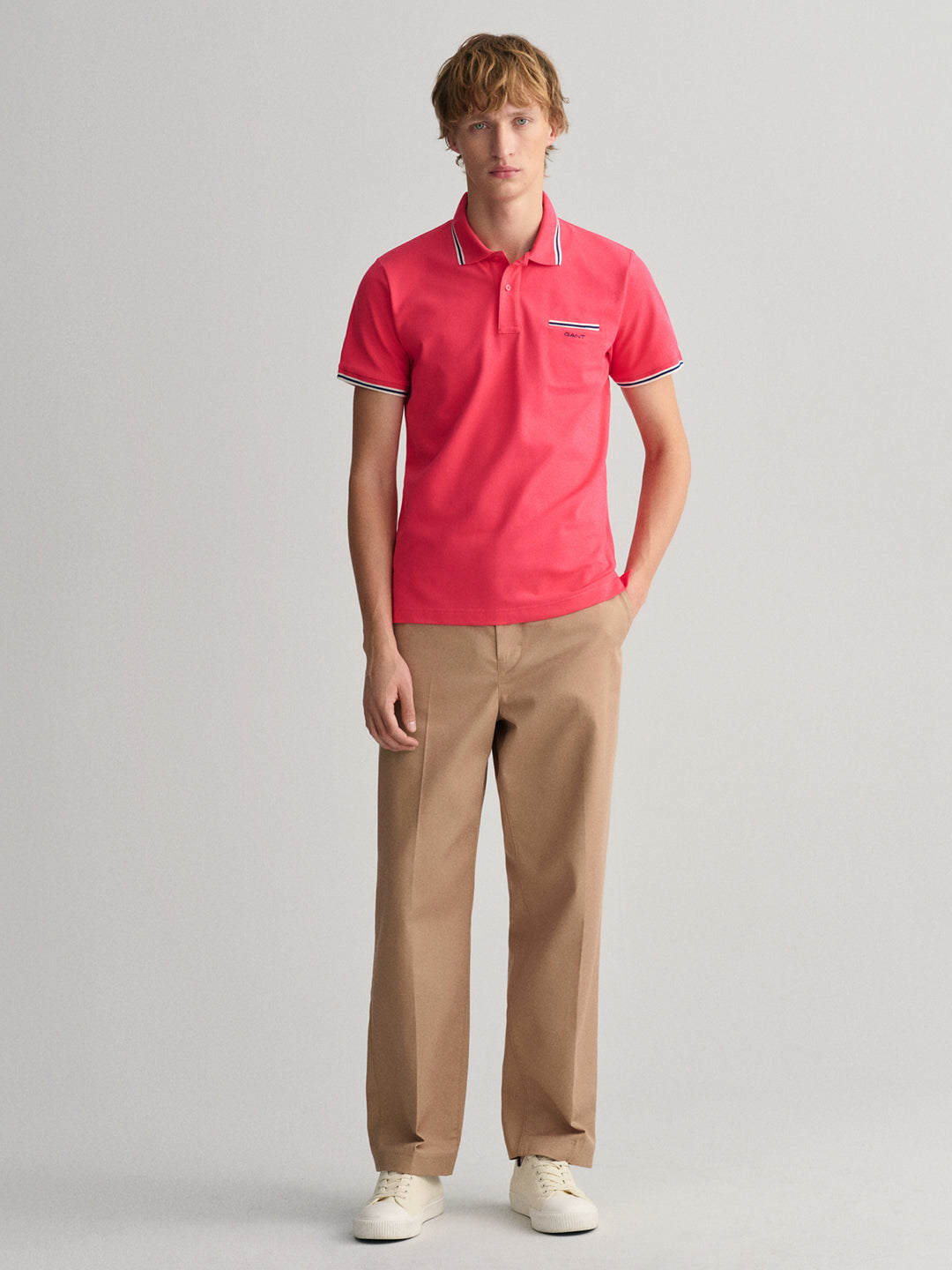 Gant Pink 3Color Tipping Regular Fit Pique Polo T-Shirt