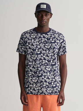 Gant Floral Printed Round Neck Short Sleeves Pure Cotton T-shirt
