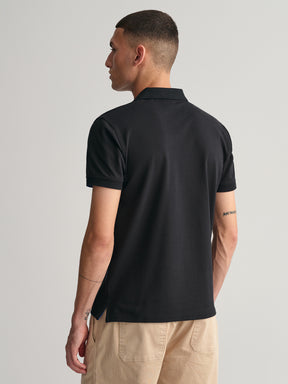 Gant Men Black Polo Collar Slim Fit T-shirt