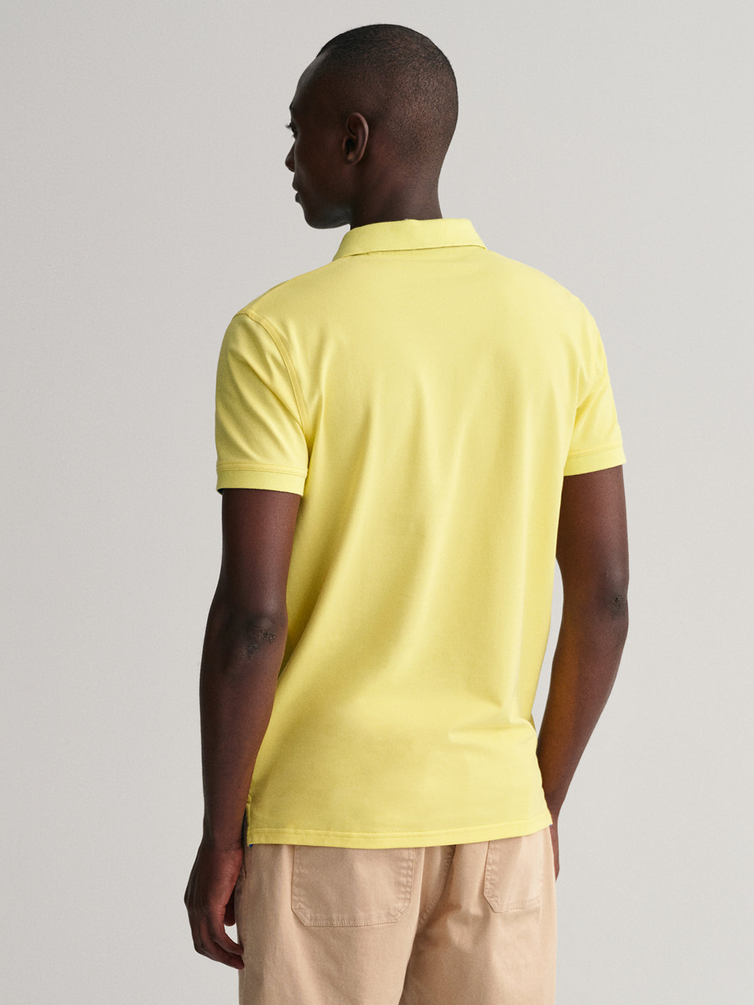 Gant Men Yellow Polo Collar Slim Fit T-shirt
