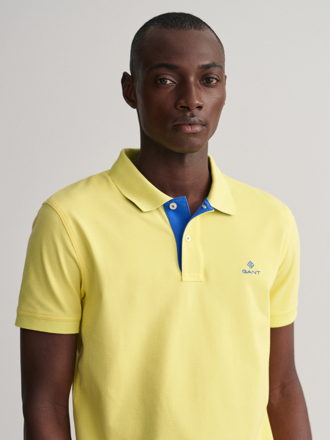 Gant Men Yellow Polo Collar Slim Fit T-shirt
