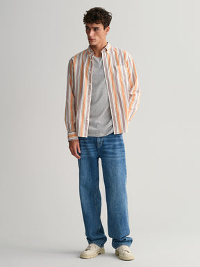 Gant Modern Untucked Colorful Striped Button Down Collar Cotton Casual Shirt