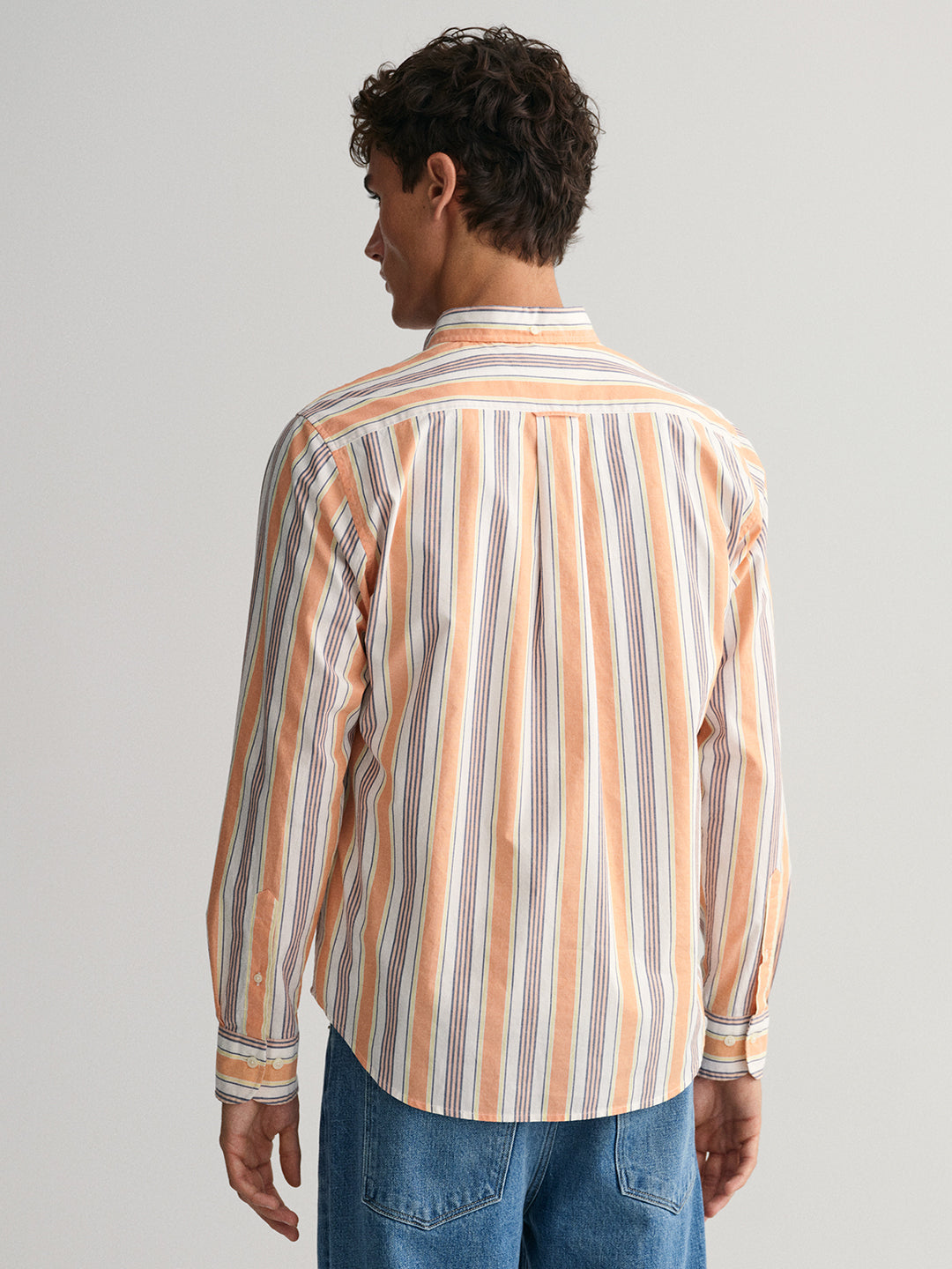 Gant Modern Untucked Colorful Striped Button Down Collar Cotton Casual Shirt