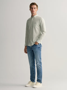 Gant Classic Opaque Striped Button Down Collar Cotton Linen Casual Shirt
