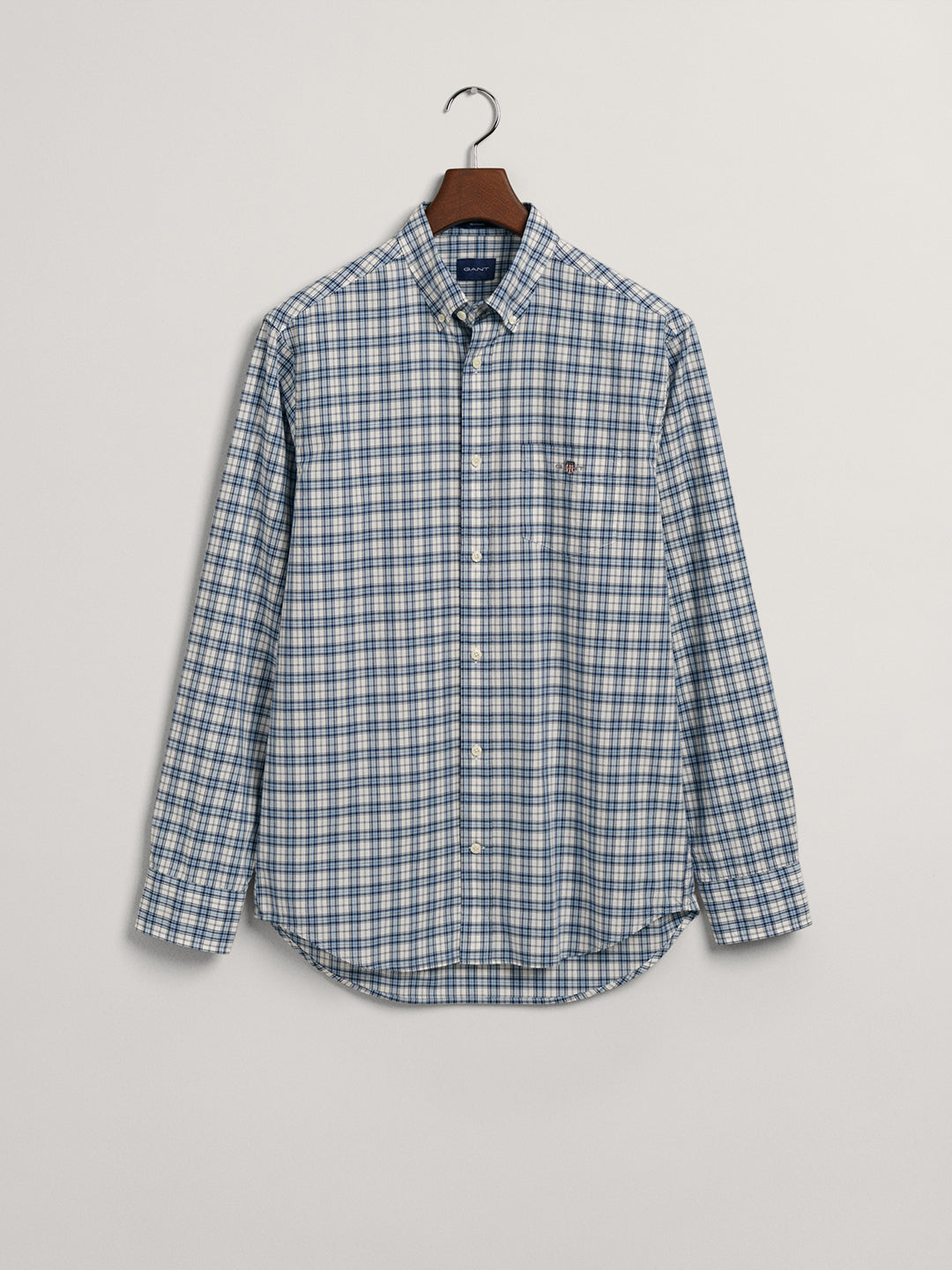 Gant Blue Poplin Micro Checked Regular Fit Shirt