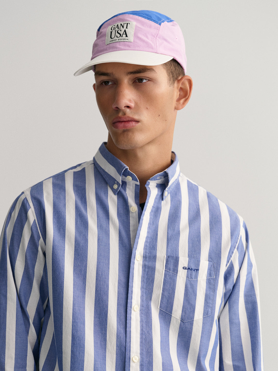 Gant Modern Untucked Wide Striped Button Down Collar Cotton Casual Shirt