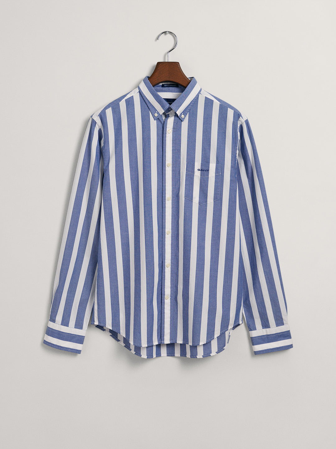 Gant Modern Untucked Wide Striped Button Down Collar Cotton Casual Shirt