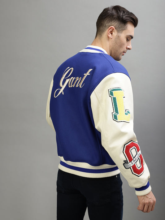 Gant Men Embroidered High Neck Full Sleeves Jacket