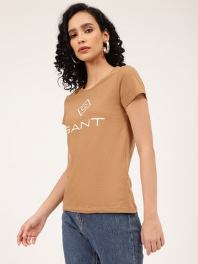 Gant Women Brown Typography Printed T-shirt