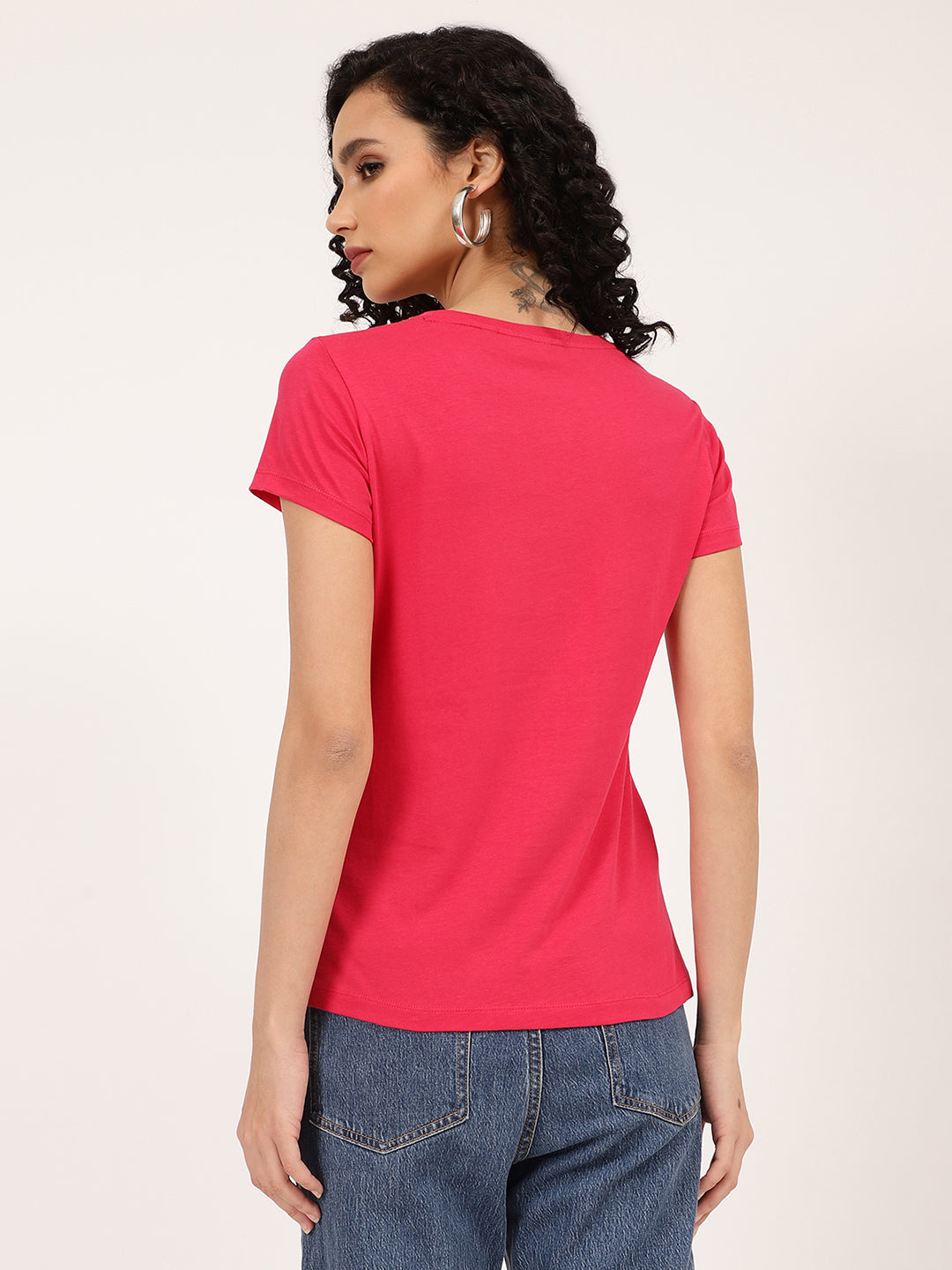 Gant Women Pink Brand Logo Printed T-shirt