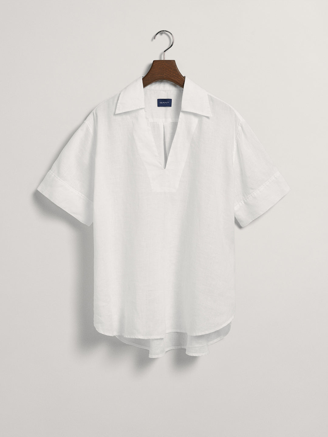 Gant V-Neck Drop-Shoulder Sleeves Linen Top