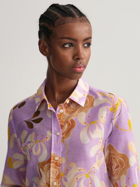 Gant Lilac Preppy Floral Print Regular Fit Shirt