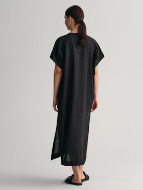 Gant V-Neck Extended Sleeve Linen A-Line Midi Dress