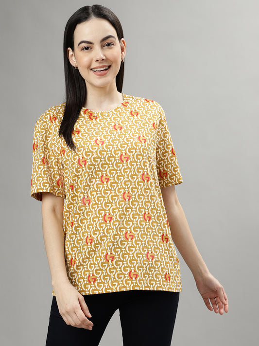 Gant Khaki Fashion Printed Regular Fit T-Shirt