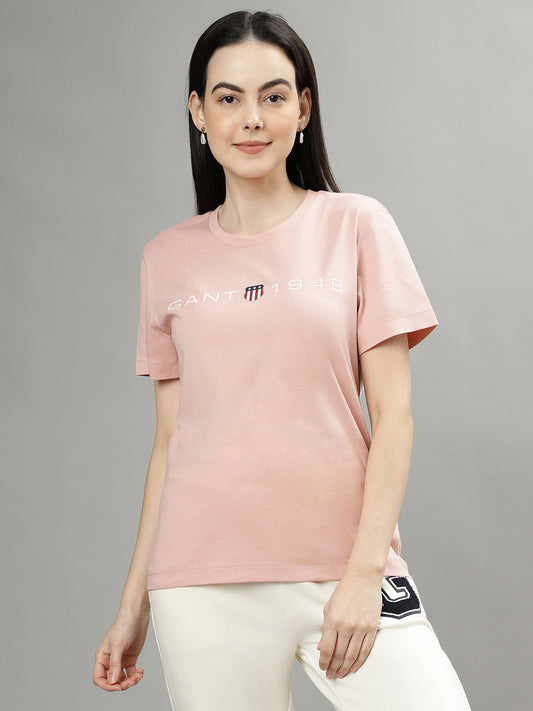 Gant Pink Fashion Logo Regular Fit T-Shirt