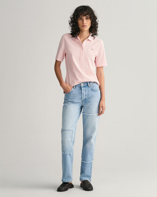 Gant Women Pink Solid Polo Short Sleeves T-shirt