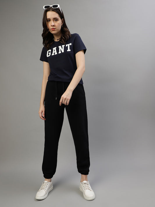 Gant Women Black Solid Relaxed Fit Trackpants