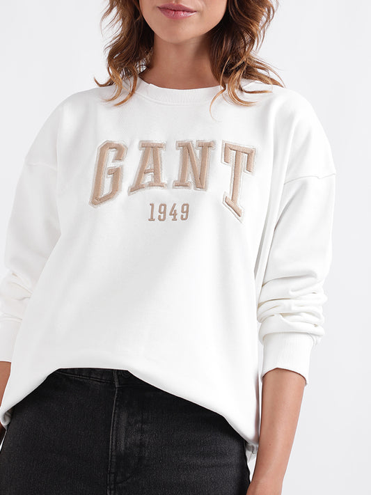 Gant Women Solid Full Sleeves Round Neck Sweatshirt