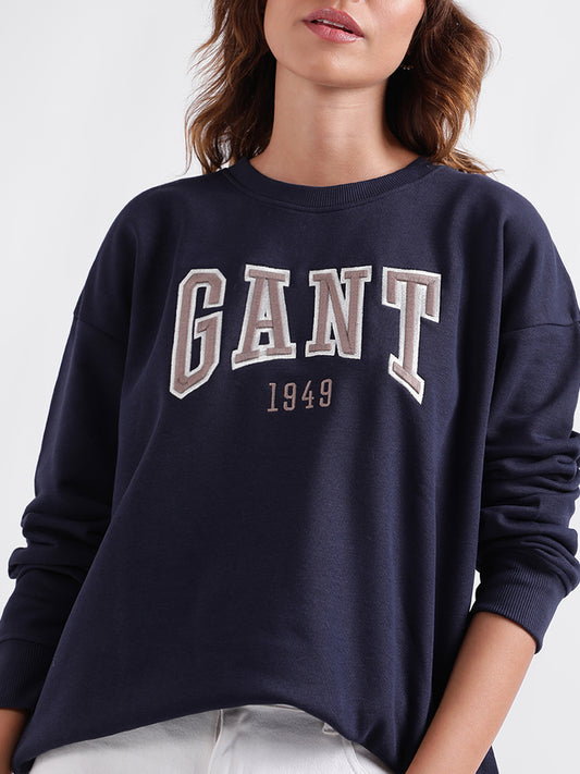 Gant Women Solid Full Sleeves Round Neck Sweatshirt