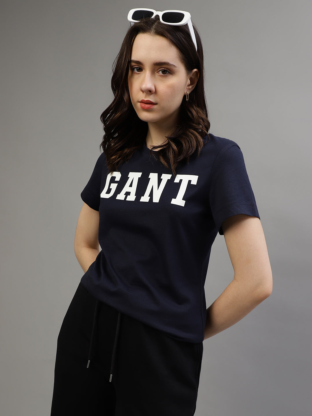Gant Women Printed Round Neck Short Sleeves T-shirt