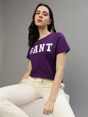 Gant Women Printed Round Neck Short Sleeves T-shirt