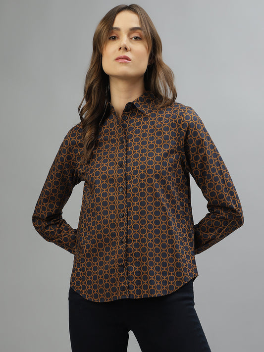 Gant Brown Fashion Printed Regular Fit Shirt