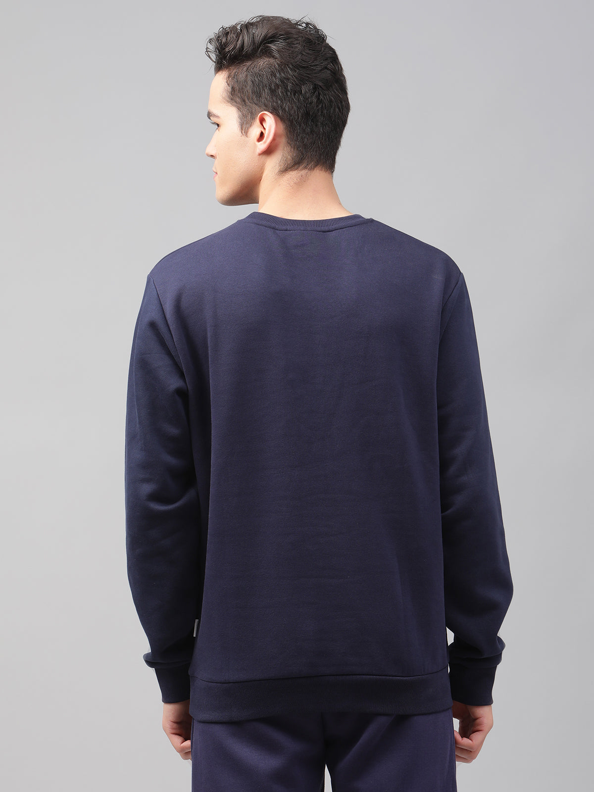 Lindbergh Men Navy Blue Printed Round Neck Full Sleeves SweaT-shirt