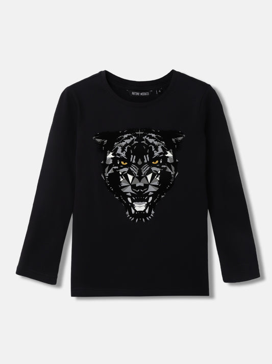 Antony Morato Kids Black Fashion Printed Regular Fit T-Shirt