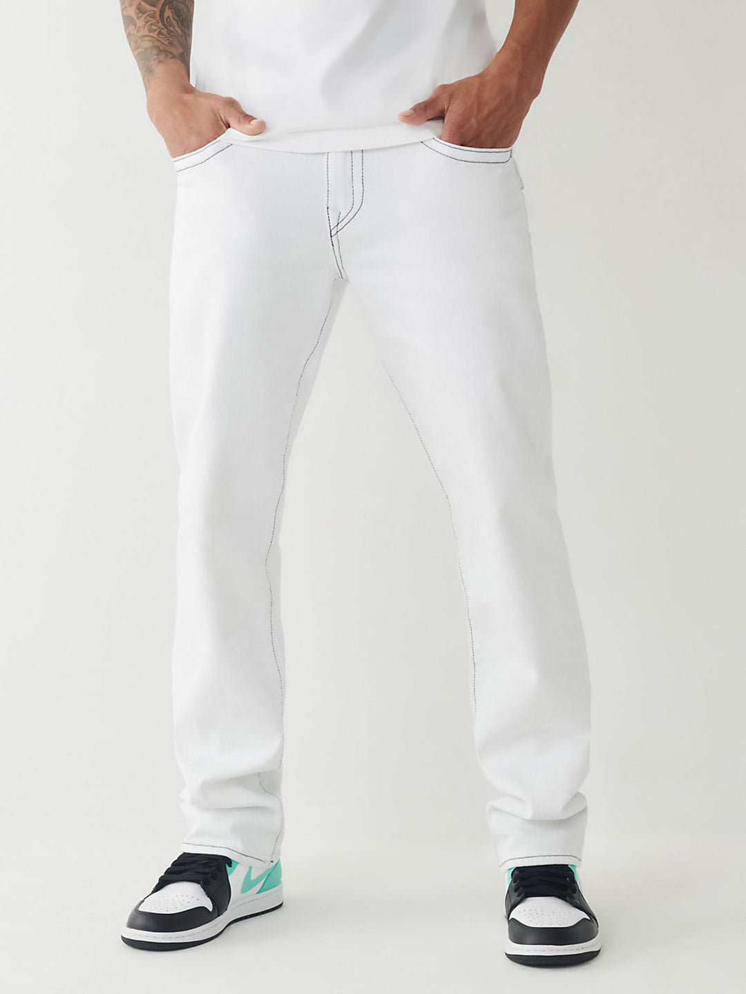 True Religion Straight White Mid Rise Jeans