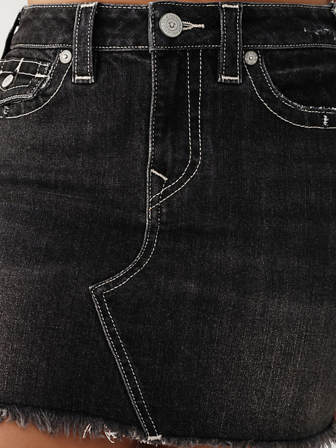 True Religion Black Sadie Skinny Fit Denim Skirt
