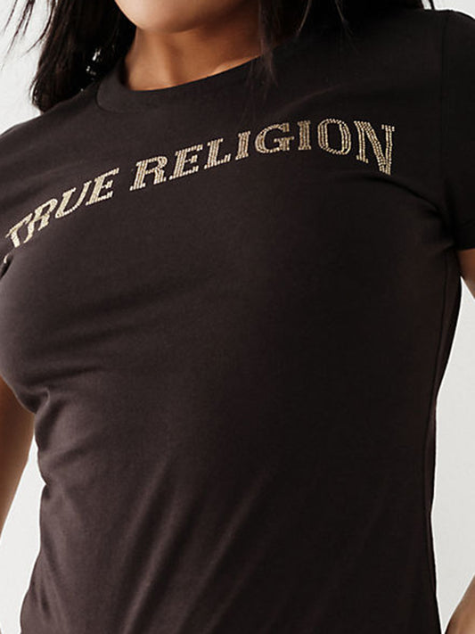 True Religion Black Crystal Logo Slim Fit T-Shirt