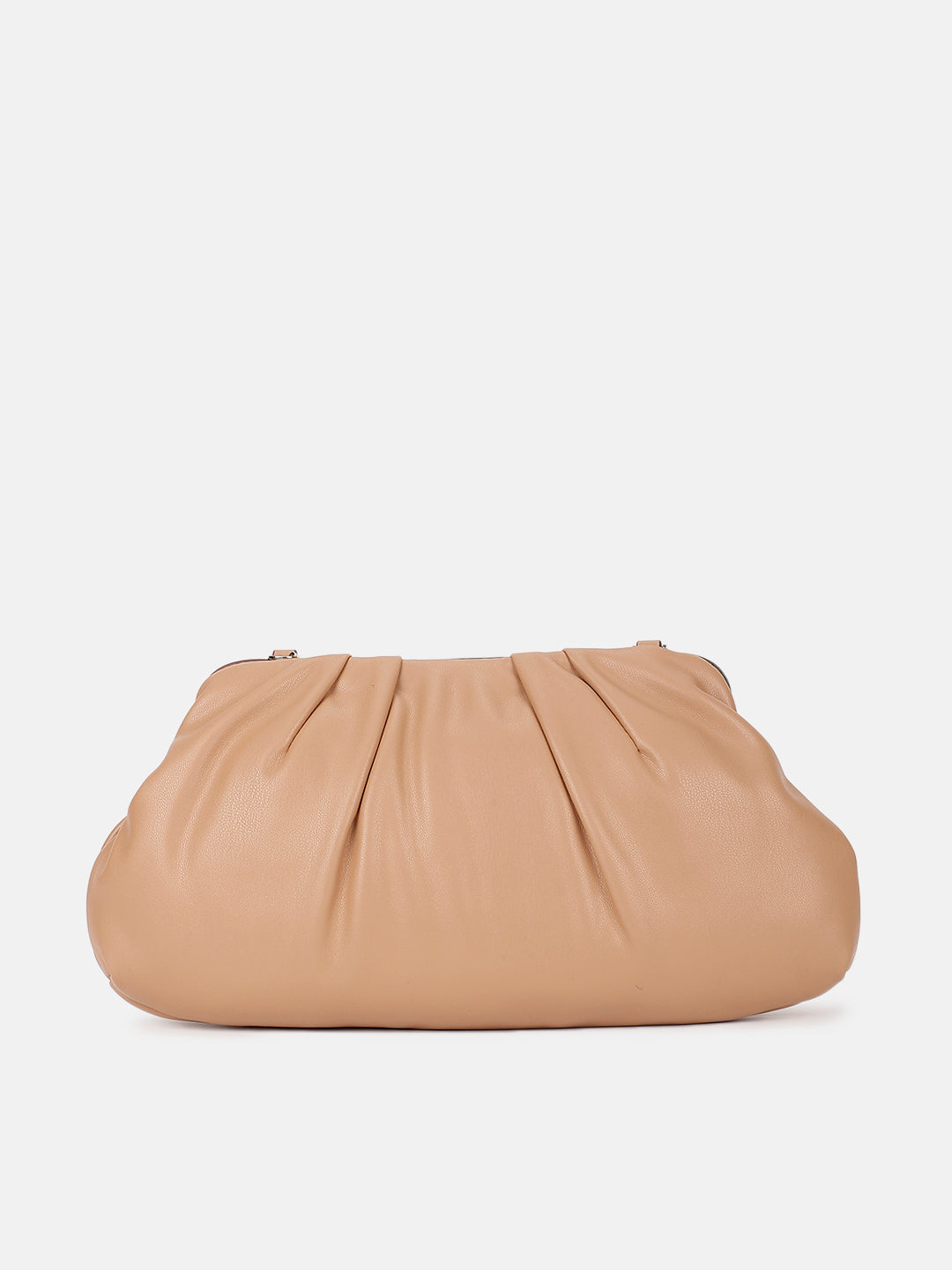 Dkny Women Beige Solid Zip Shoulder Strap Clutch