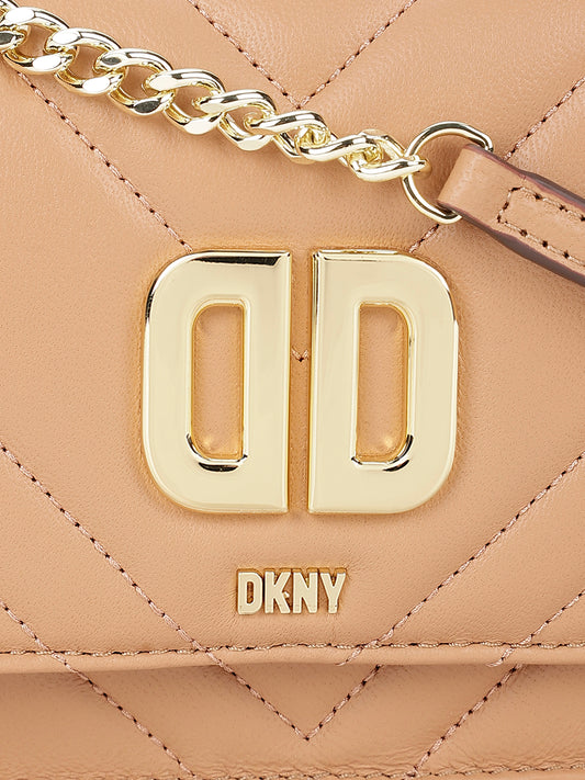 Dkny Women Beige Solid Quilted Sling Bag