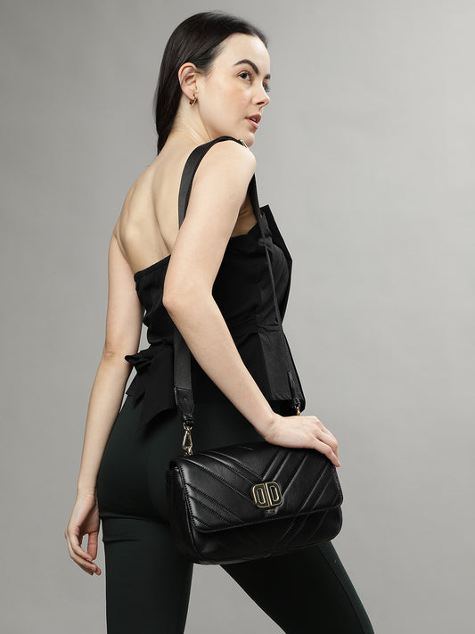 Dkny Women Black Solid Quilted Shoulder Bag