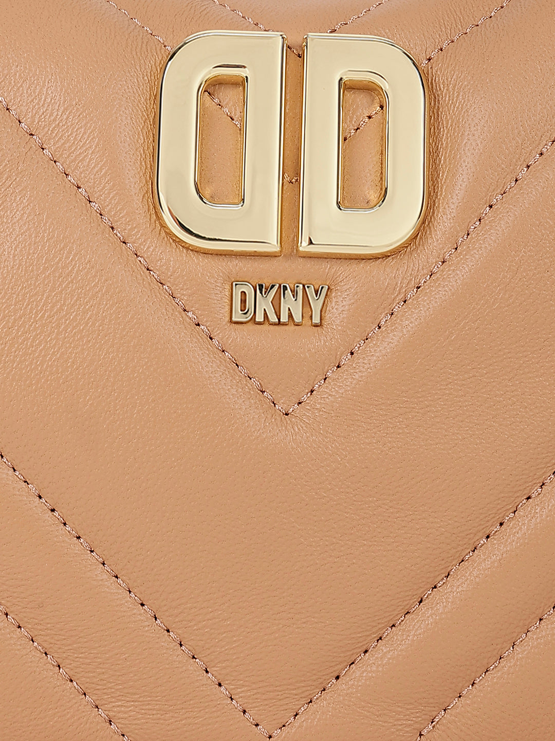 Dkny Women Beige Solid Quilted Hobo Bag